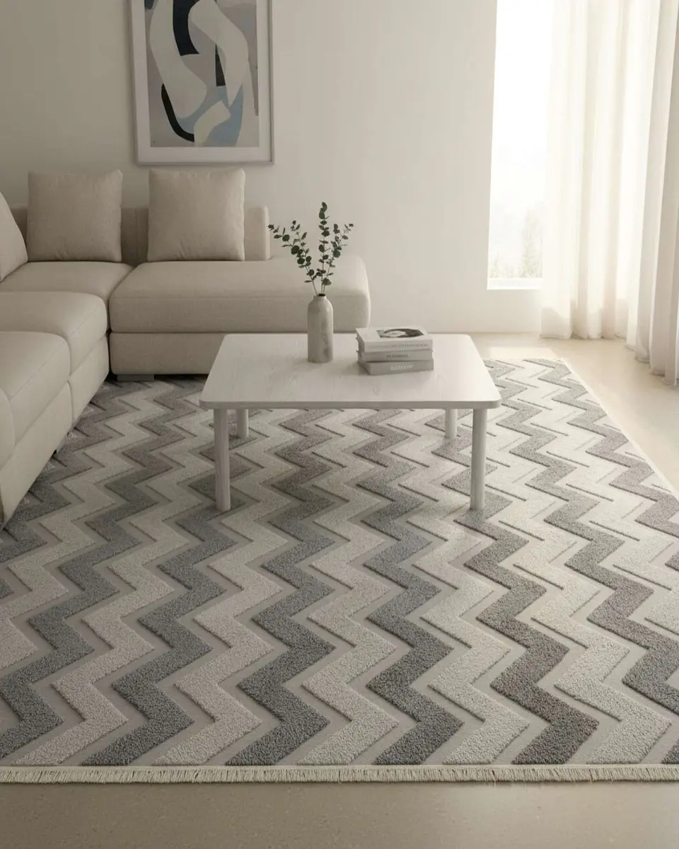 ALFOMBRA CON RELIEVE DISEÑO JACQUARD ANTIDESLIZANTE 150X200 CM 4