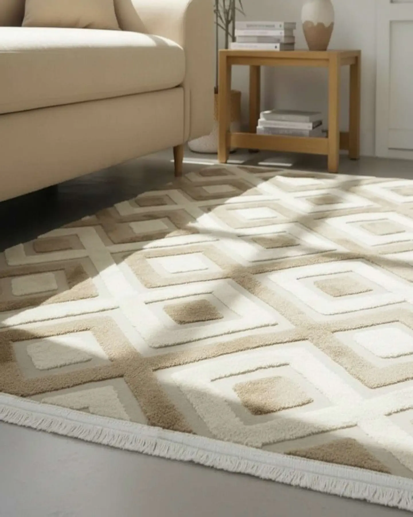ALFOMBRA CON RELIEVE DISEÑO JACQUARD ANTIDESLIZANTE 150X200 CM 2