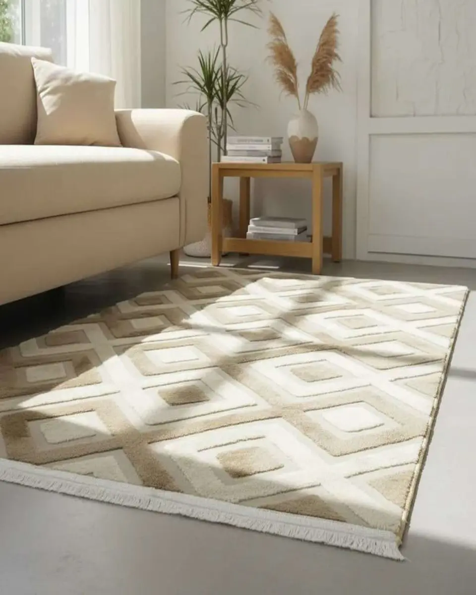 ALFOMBRA CON RELIEVE DISEÑO JACQUARD ANTIDESLIZANTE 150X200 CM 3