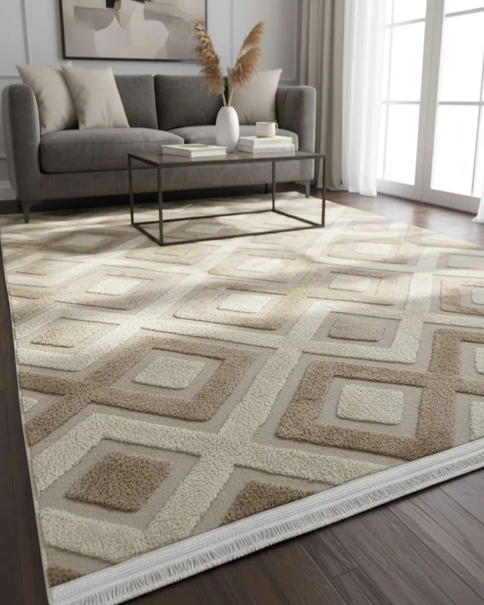 ALFOMBRA CON RELIEVE DISEÑO JACQUARD ANTIDESLIZANTE 150X200 CM 4