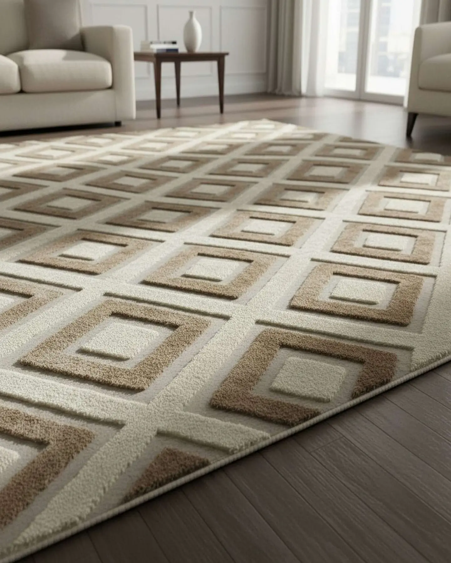 ALFOMBRA CON RELIEVE DISEÑO JACQUARD ANTIDESLIZANTE 150X200 CM 1