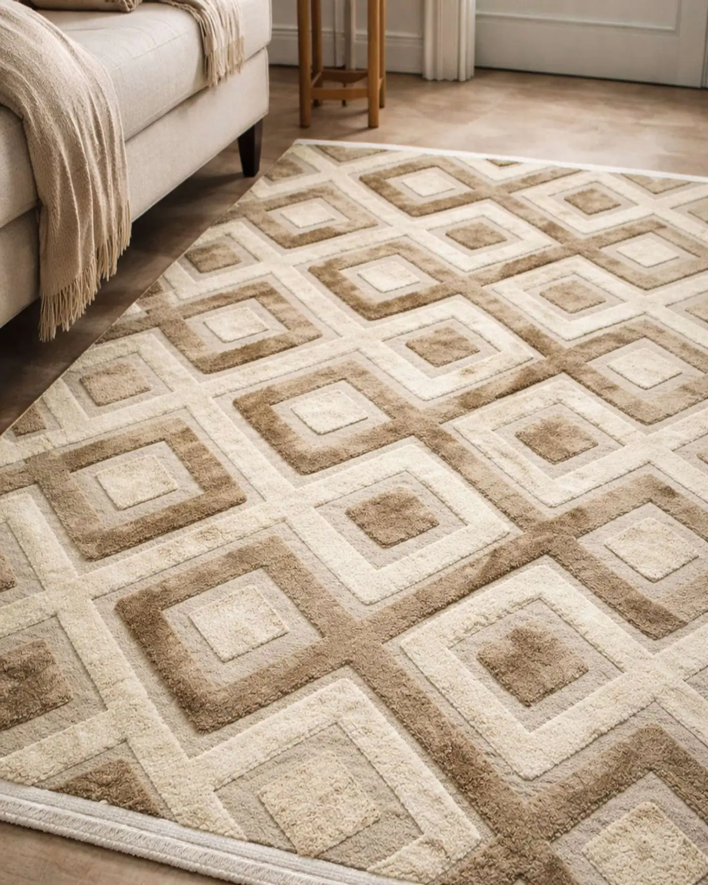 ALFOMBRA CON RELIEVE DISEÑO JACQUARD ANTIDESLIZANTE 150X200 CM 3