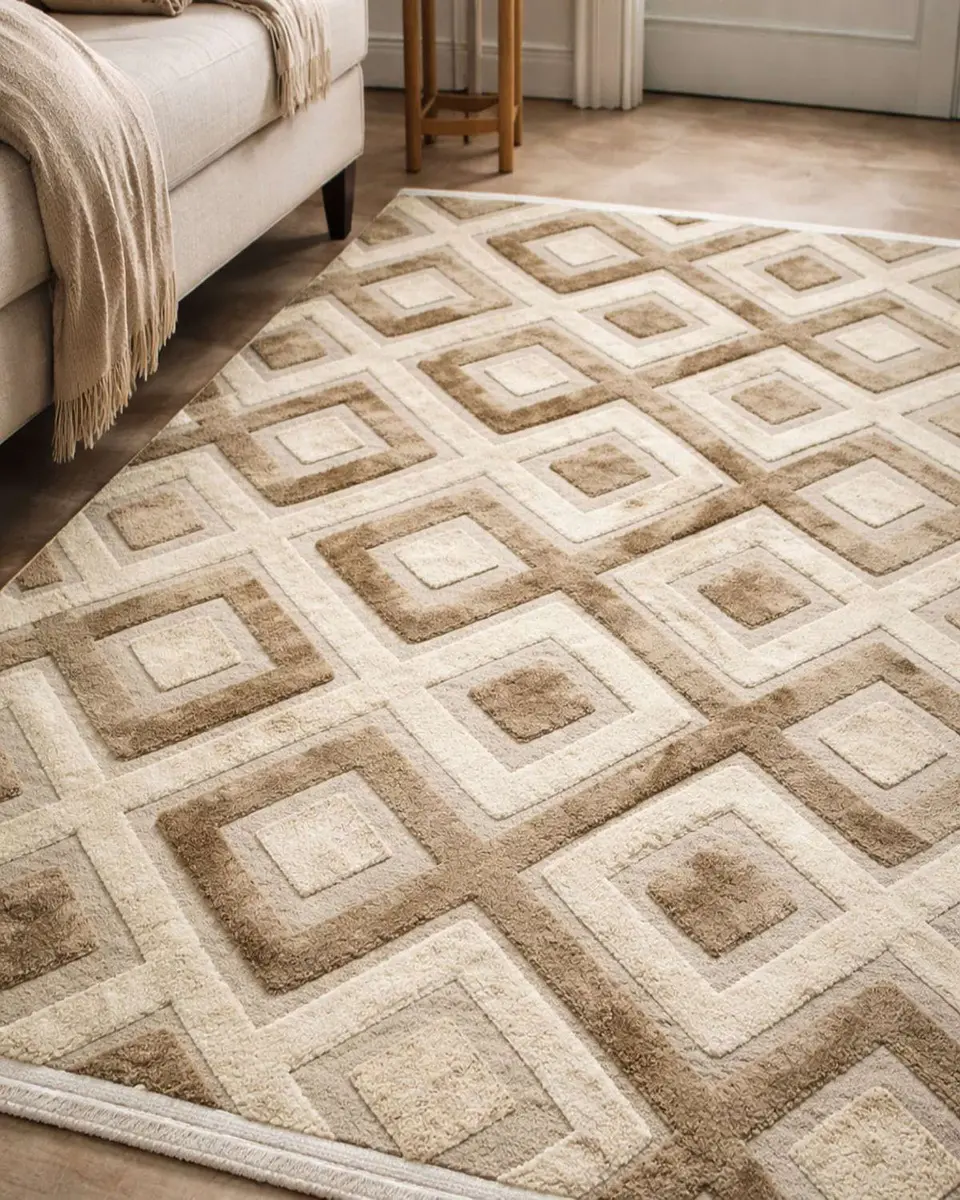 ALFOMBRA CON RELIEVE DISEÑO JACQUARD ANTIDESLIZANTE 150X200 CM 3