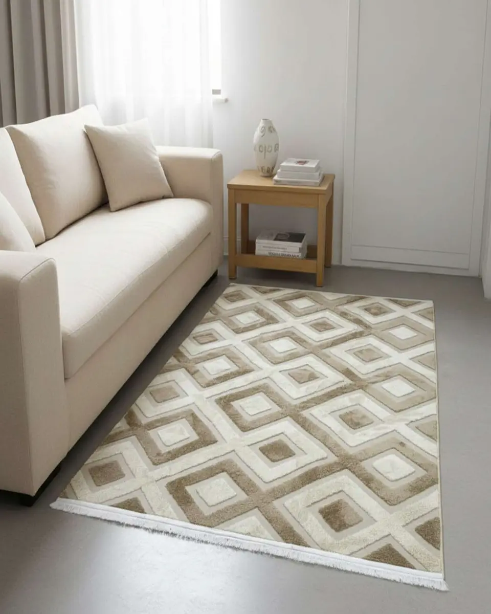 ALFOMBRA CON RELIEVE DISEÑO JACQUARD ANTIDESLIZANTE 150X200 CM 4