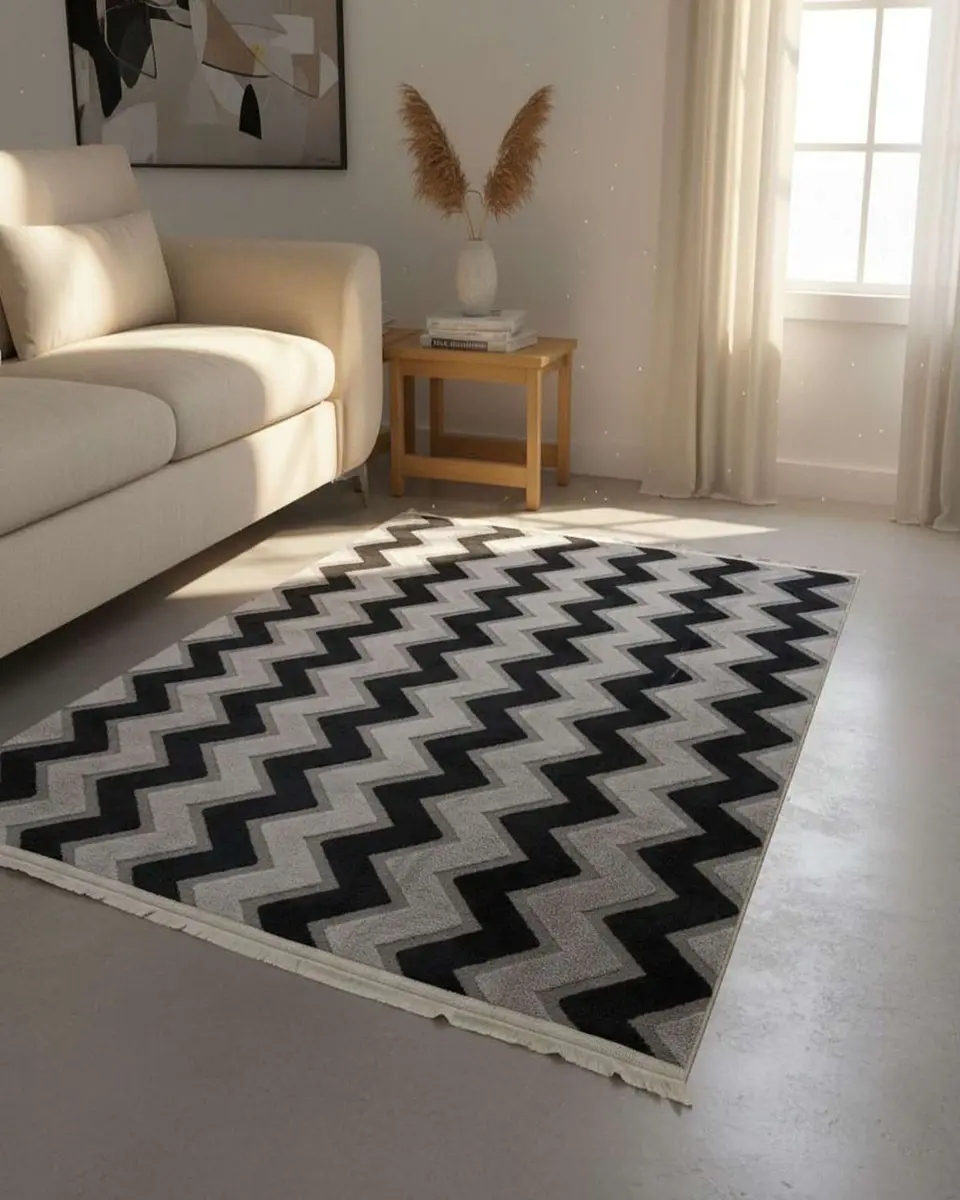 ALFOMBRA CON RELIEVE DISEÑO JACQUARD ANTIDESLIZANTE 180X200 CM 4