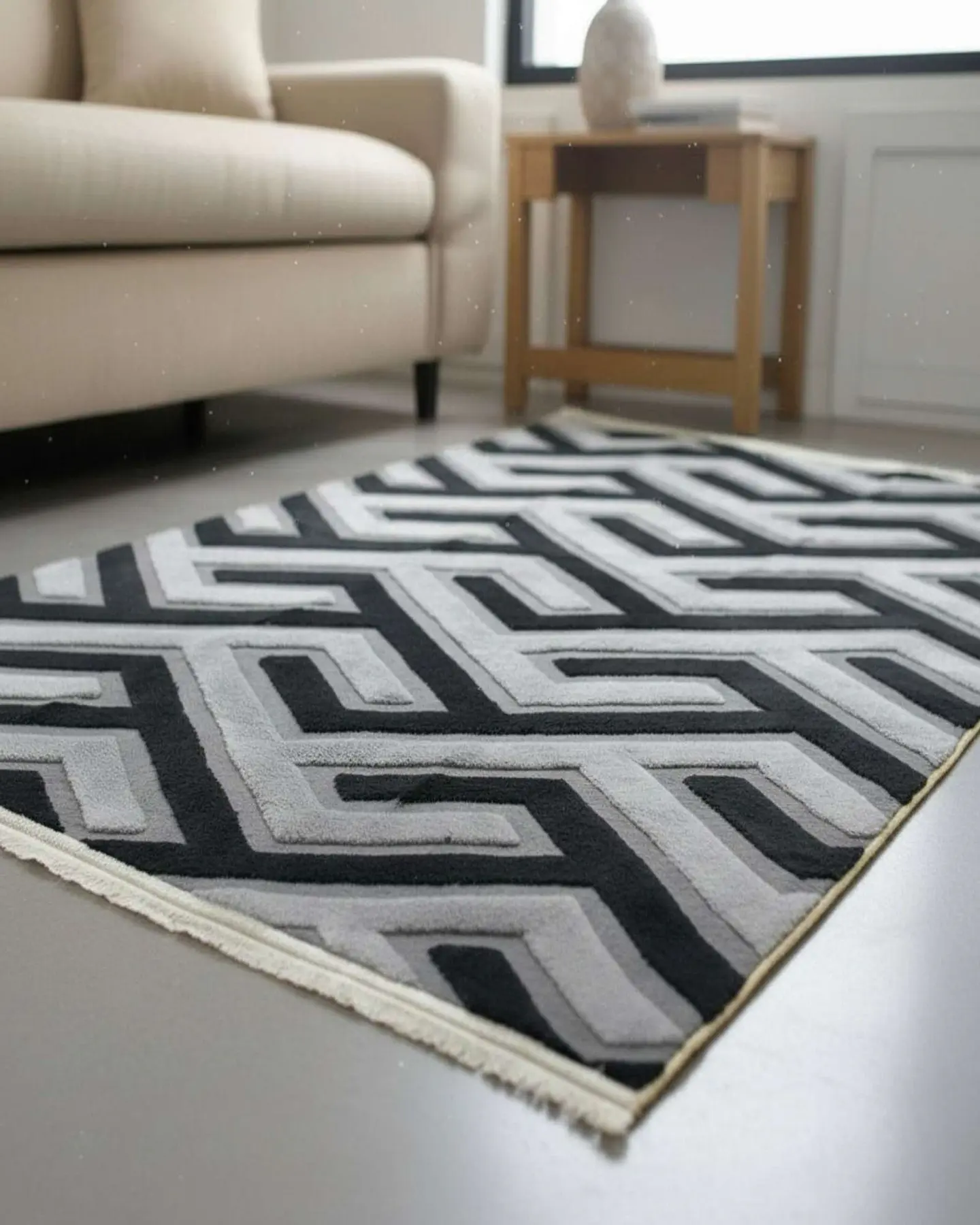 ALFOMBRA CON RELIEVE DISEÑO JACQUARD ANTIDESLIZANTE 180X200 CM 3