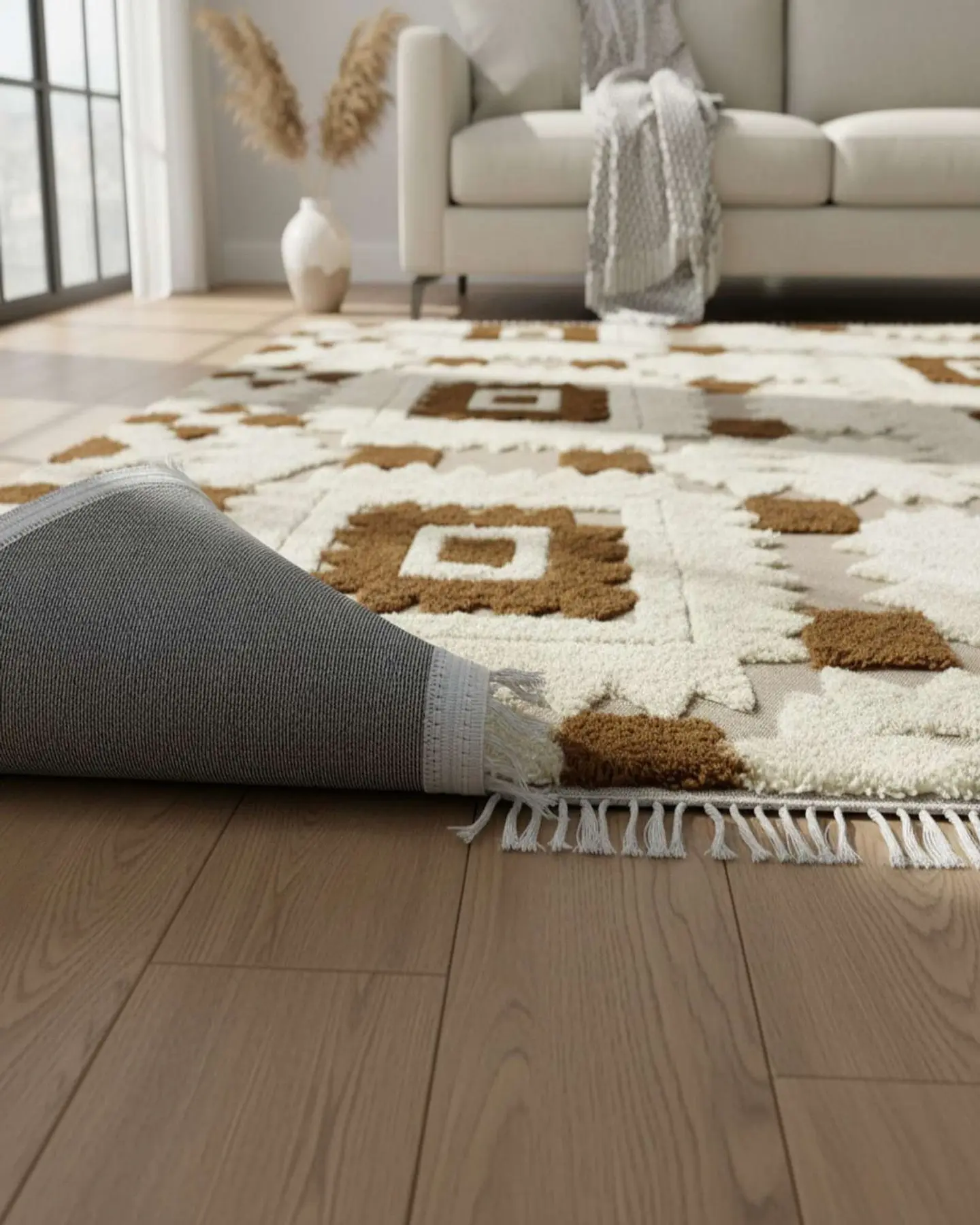 ALFOMBRA CON RELIEVE DISEÑO JACQUARD ANTIDESLIZANTE 180X200 CM 2
