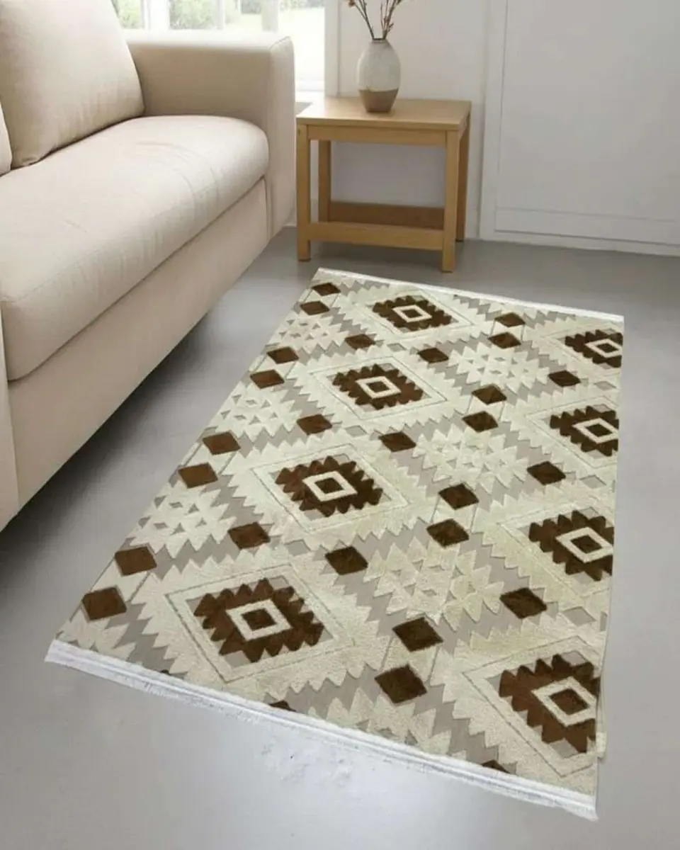 ALFOMBRA CON RELIEVE DISEÑO JACQUARD ANTIDESLIZANTE 180X200 CM 3