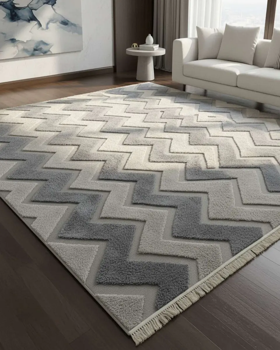 ALFOMBRA CON RELIEVE DISEÑO JACQUARD ANTIDESLIZANTE 180X200 CM 3