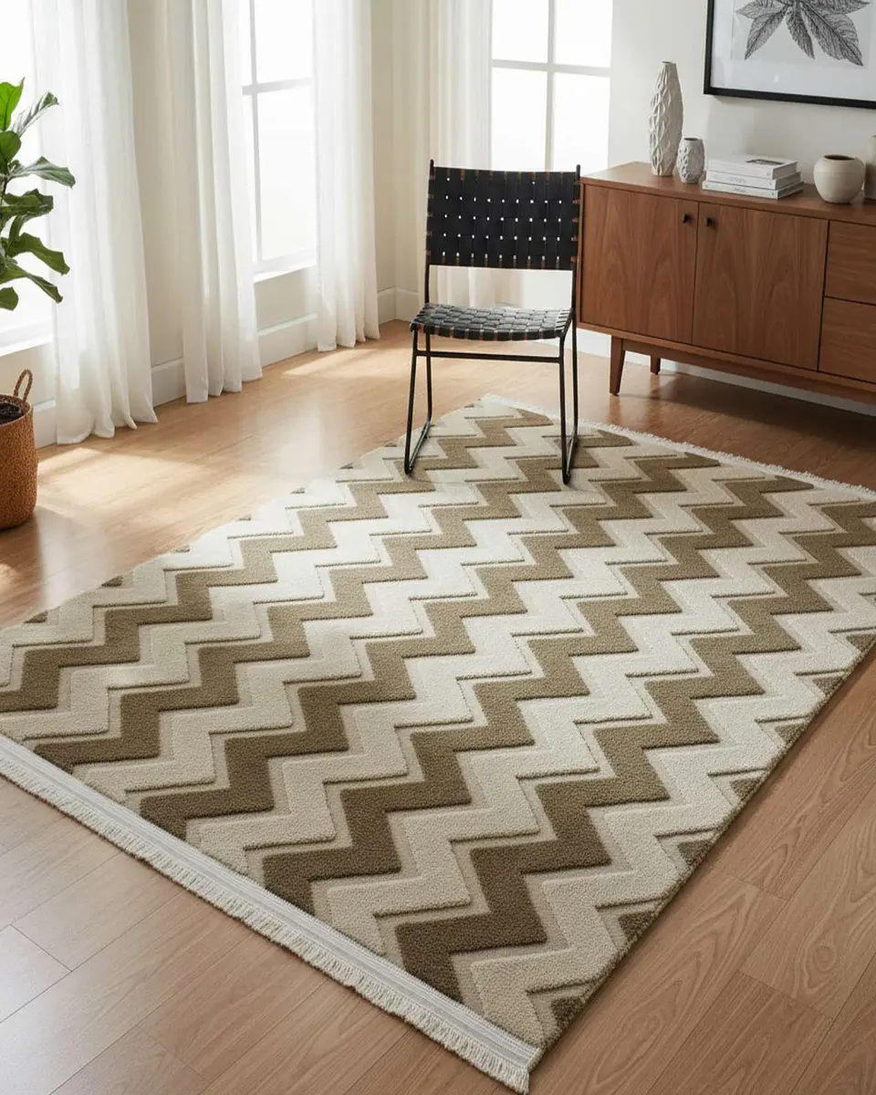 ALFOMBRA CON RELIEVE DISEÑO JACQUARD ANTIDESLIZANTE 180X200 CM 1
