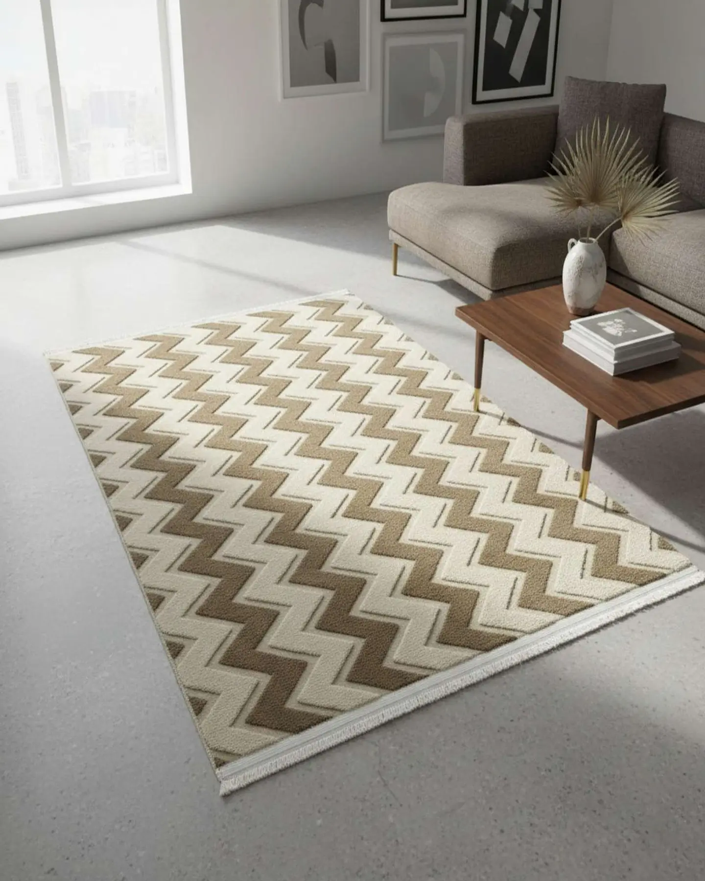ALFOMBRA CON RELIEVE DISEÑO JACQUARD ANTIDESLIZANTE 180X200 CM 3