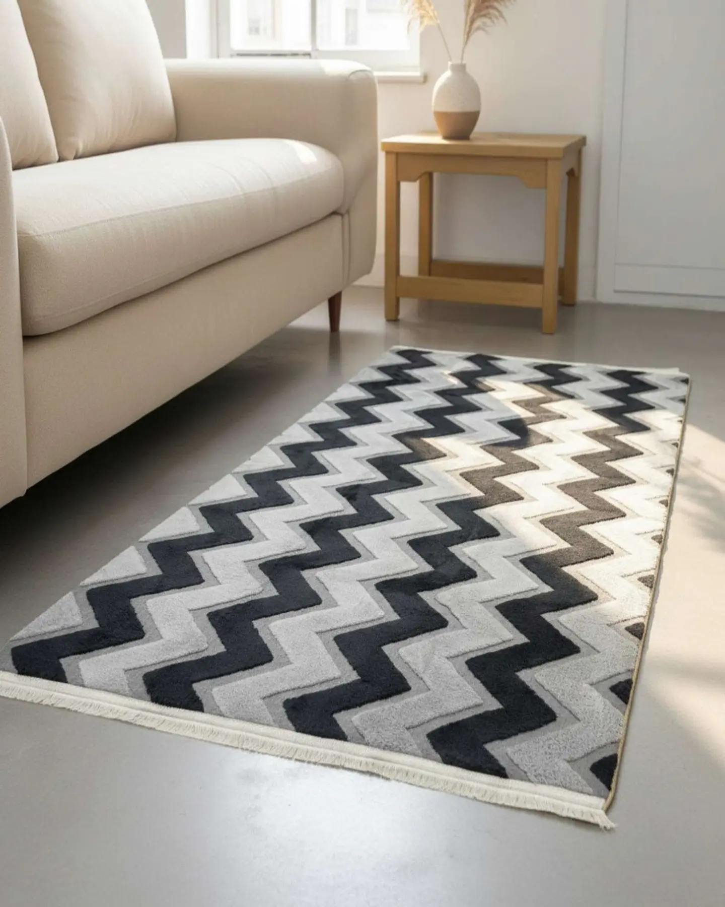 ALFOMBRA CON RELIEVE DISEÑO JACQUARD ANTIDESLIZANTE 200X240 CM 2