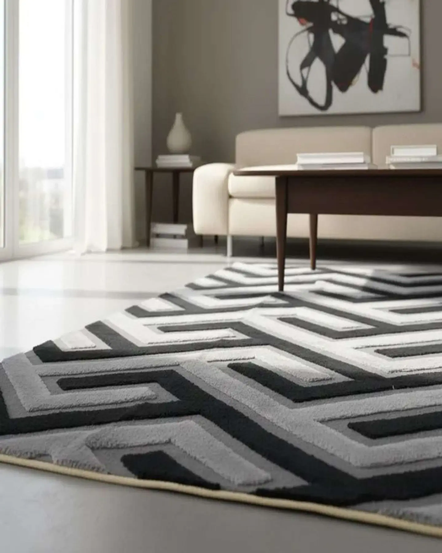ALFOMBRA CON RELIEVE DISEÑO JACQUARD ANTIDESLIZANTE 200X240 CM 2