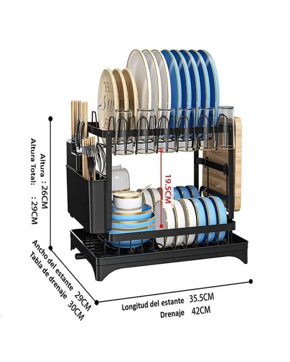 Escurridor De Platos 2 Niveles Secaplatos Multifuncional 2