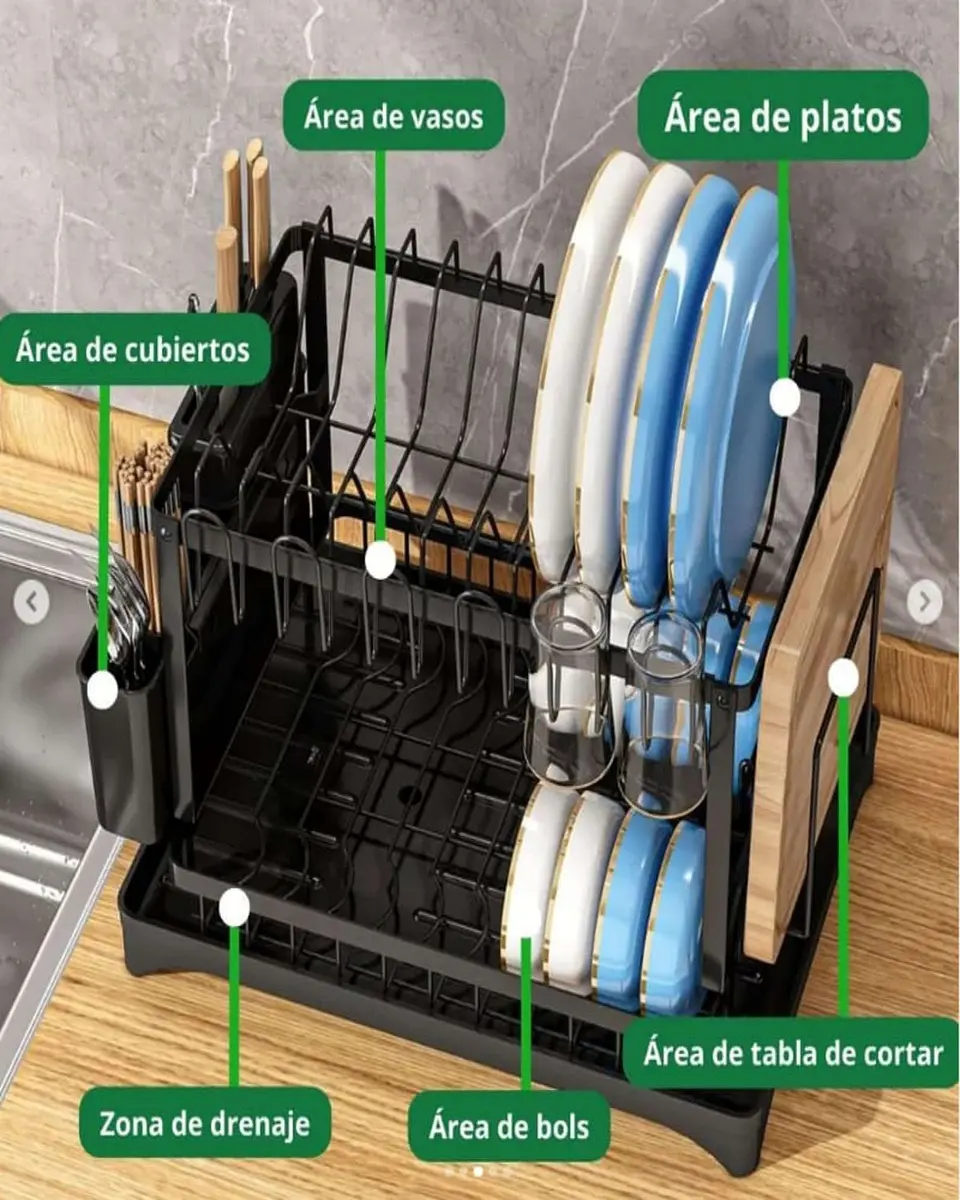 Escurridor De Platos 2 Niveles Secaplatos Multifuncional 3