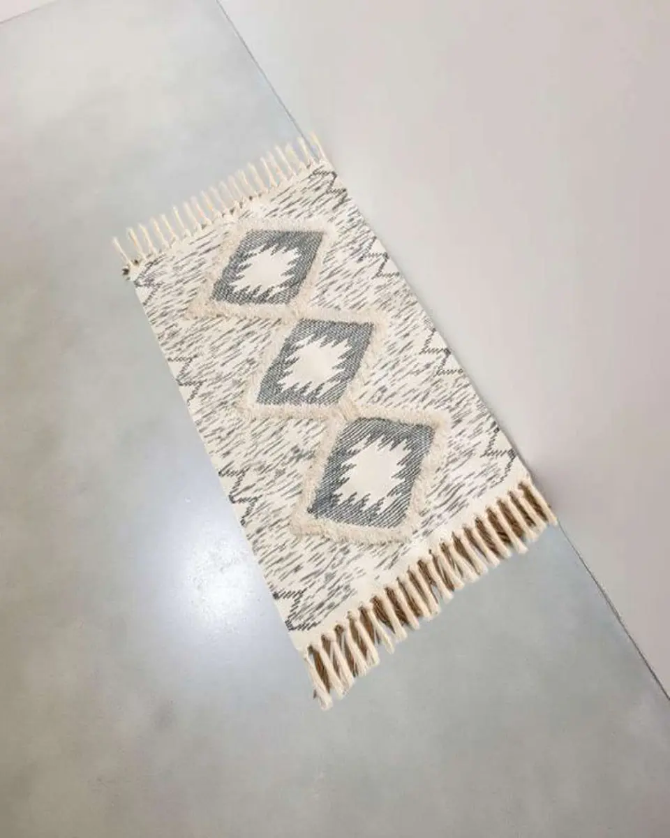Alfombra de Lino Bajada de Cama estilo Boho medida 60 cm x 90 cm 6