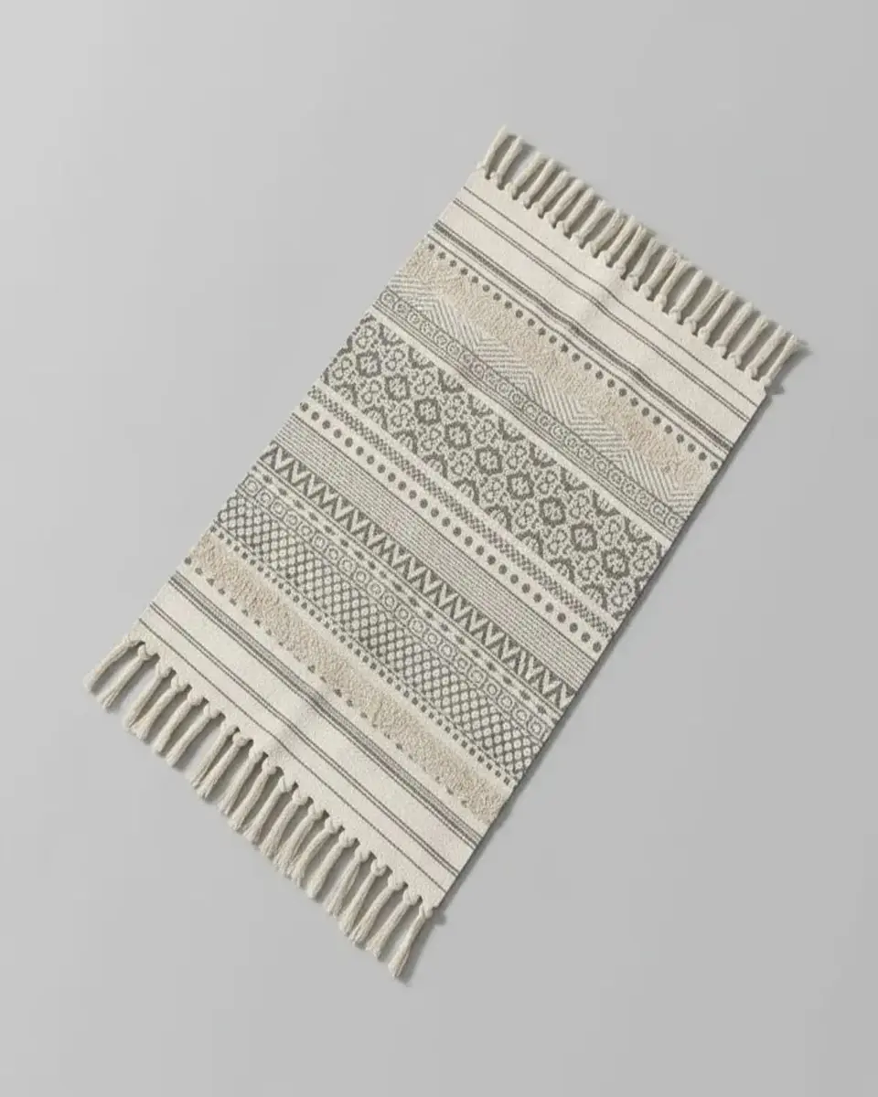 Alfombra de Lino Bajada de Cama estilo Boho medida 60 cm x 90 cm 5