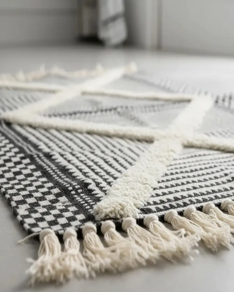 Pack de 2 Alfombra de Lino Bajada de Cama estilo Boho medida 60 cm x 90 cm 1