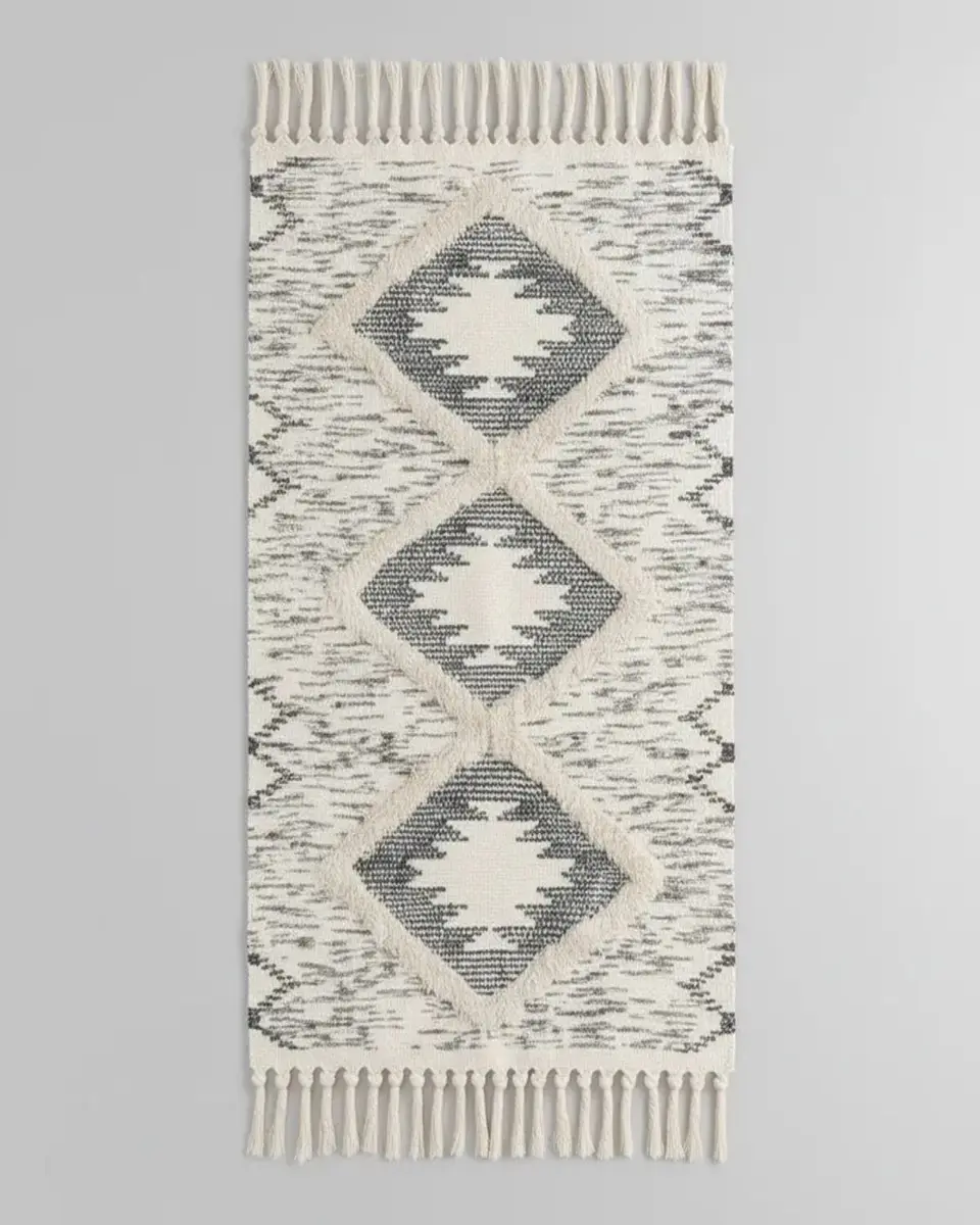 Pack de 2 Alfombra de Lino Bajada de Cama estilo Boho medida 60 cm x 90 cm 2