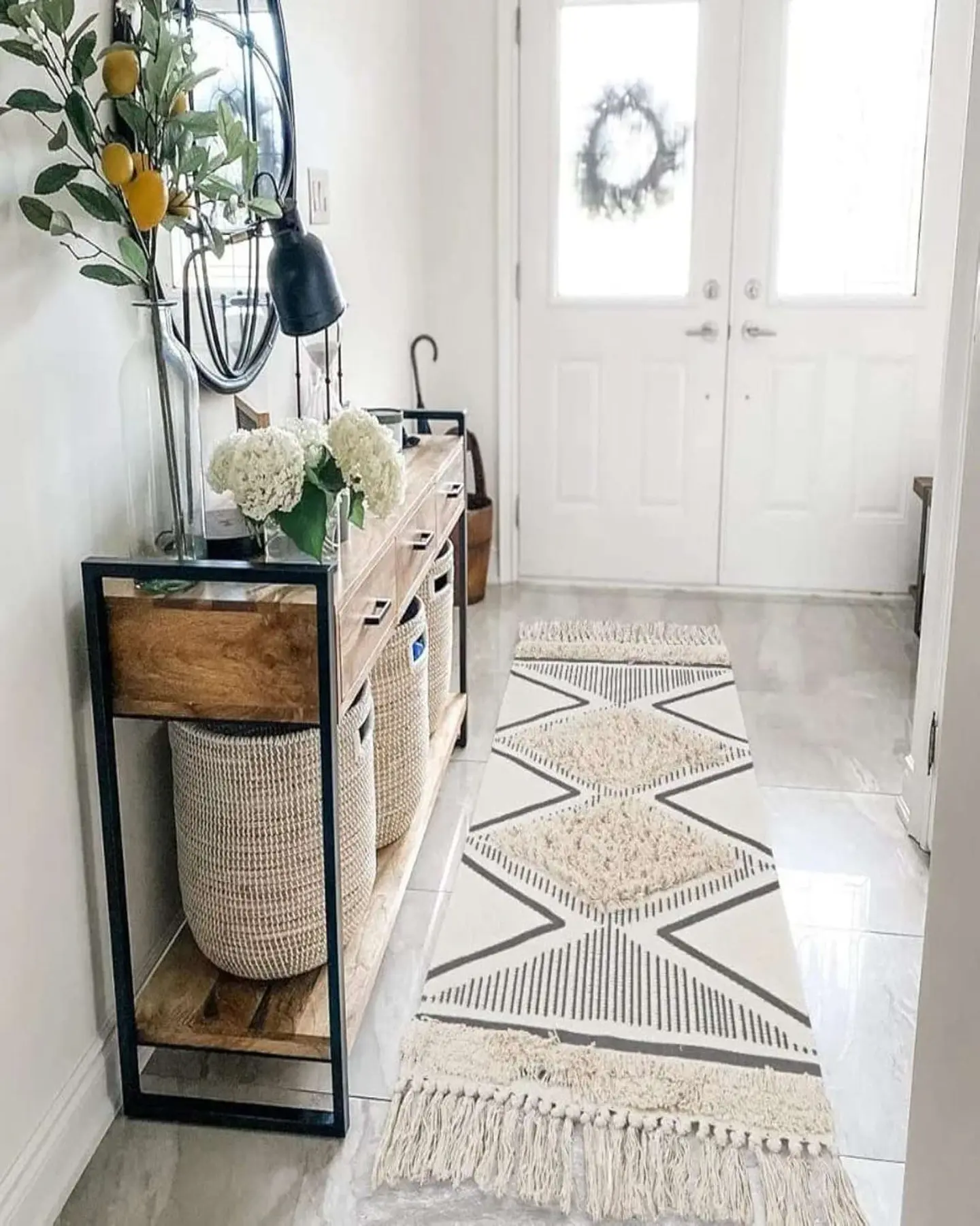 Pack de 2 Alfombra de Lino Bajada de Cama estilo Boho medida 60 cm x 90 cm 2