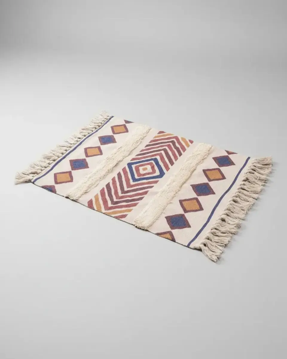 Pack de 2 Alfombra de Lino Bajada de Cama estilo Boho medida 60 cm x 90 cm 6