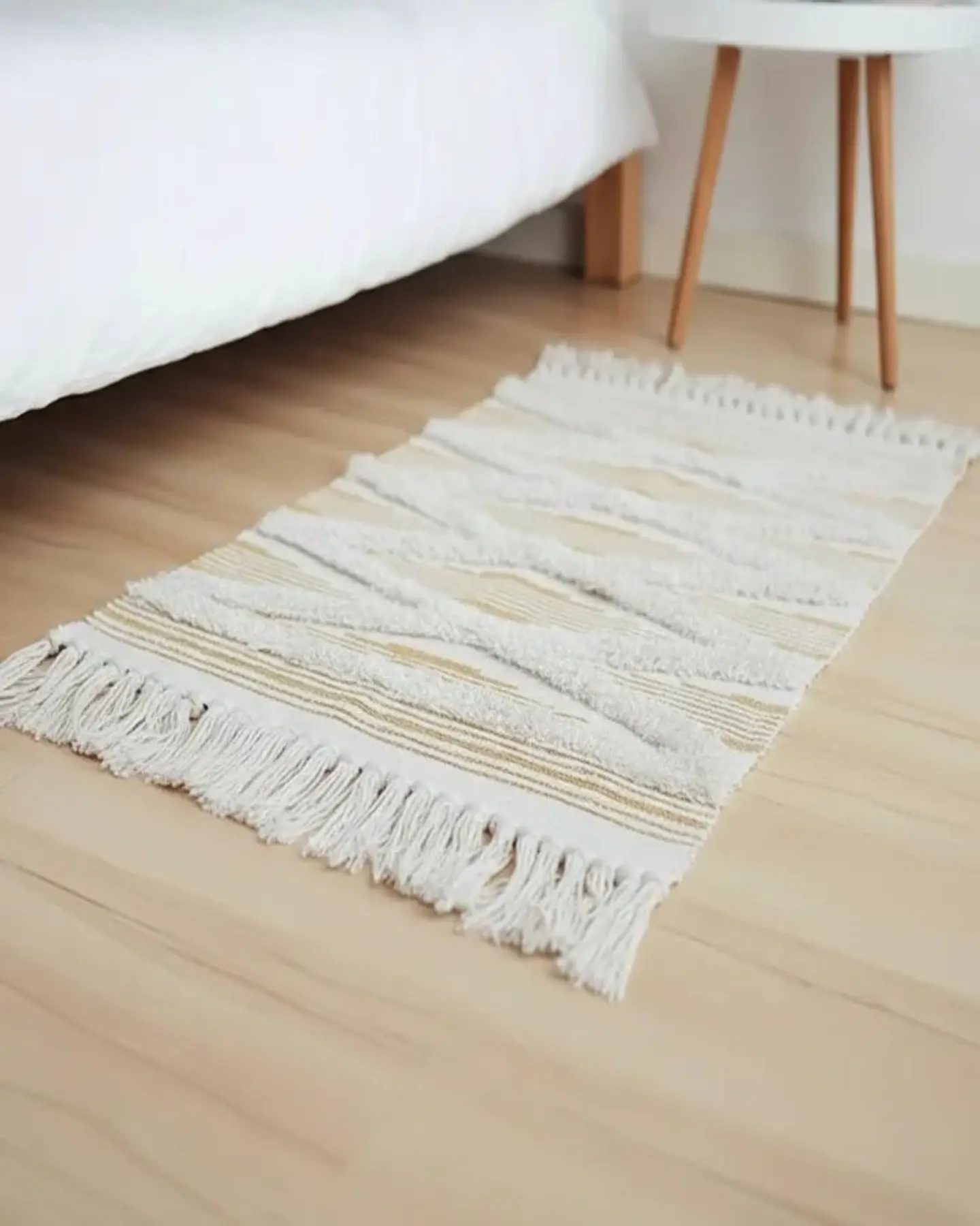 Pack de 2 Alfombra de Lino Bajada de Cama estilo Boho medida 60 cm x 90 cm 3