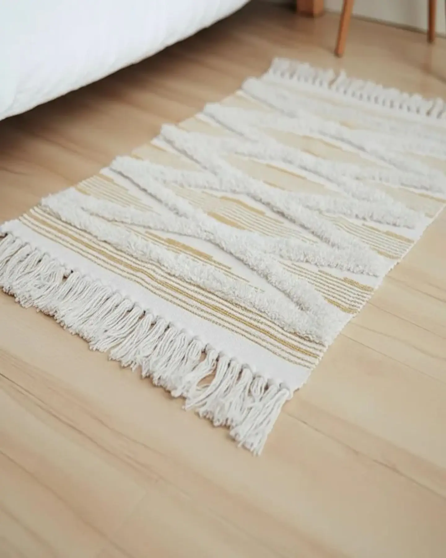 Pack de 2 Alfombra de Lino Bajada de Cama estilo Boho medida 60 cm x 90 cm 5