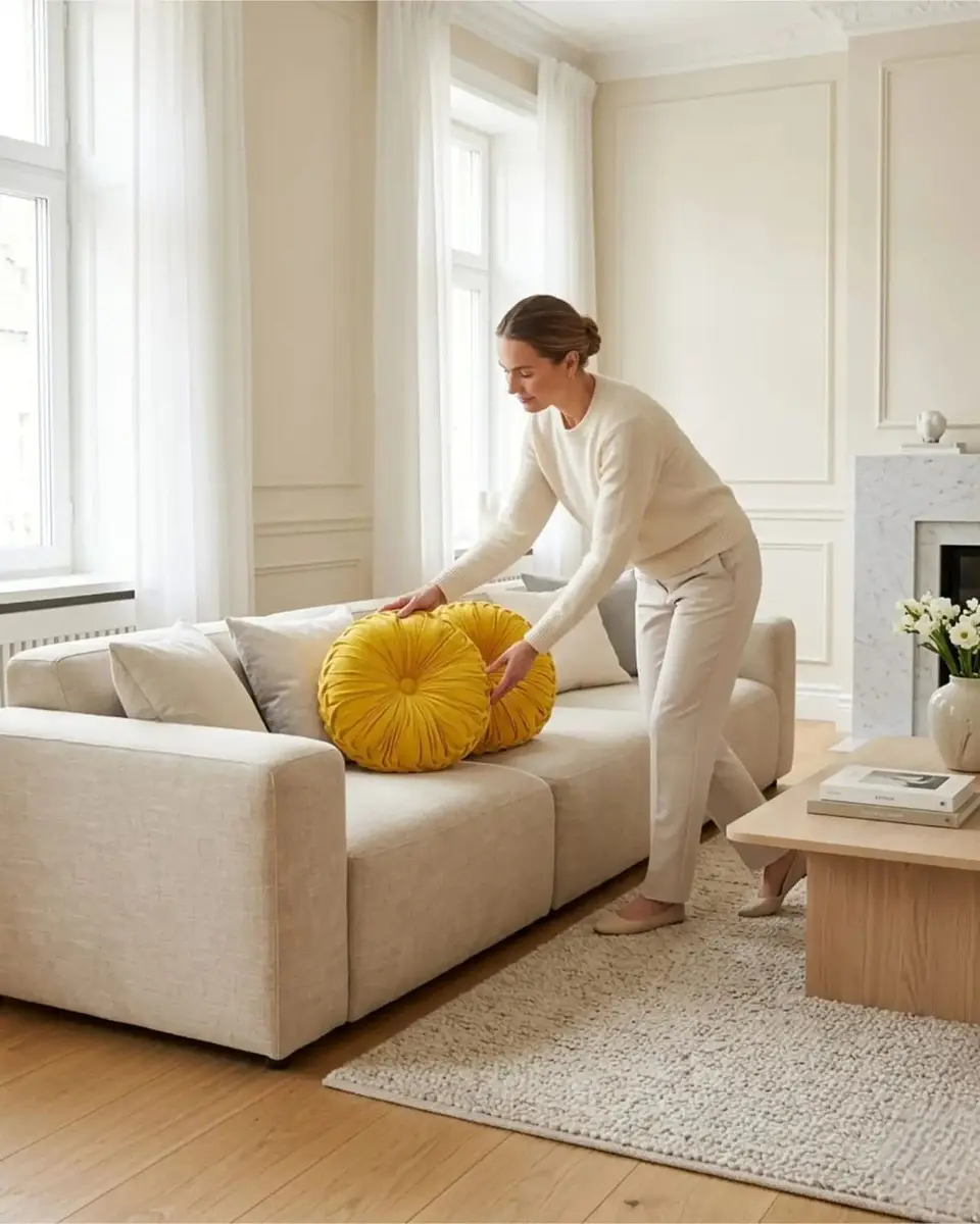 Set De 2 Cojines Rueda Terciopelo Redondo Sofa Decorativo 2