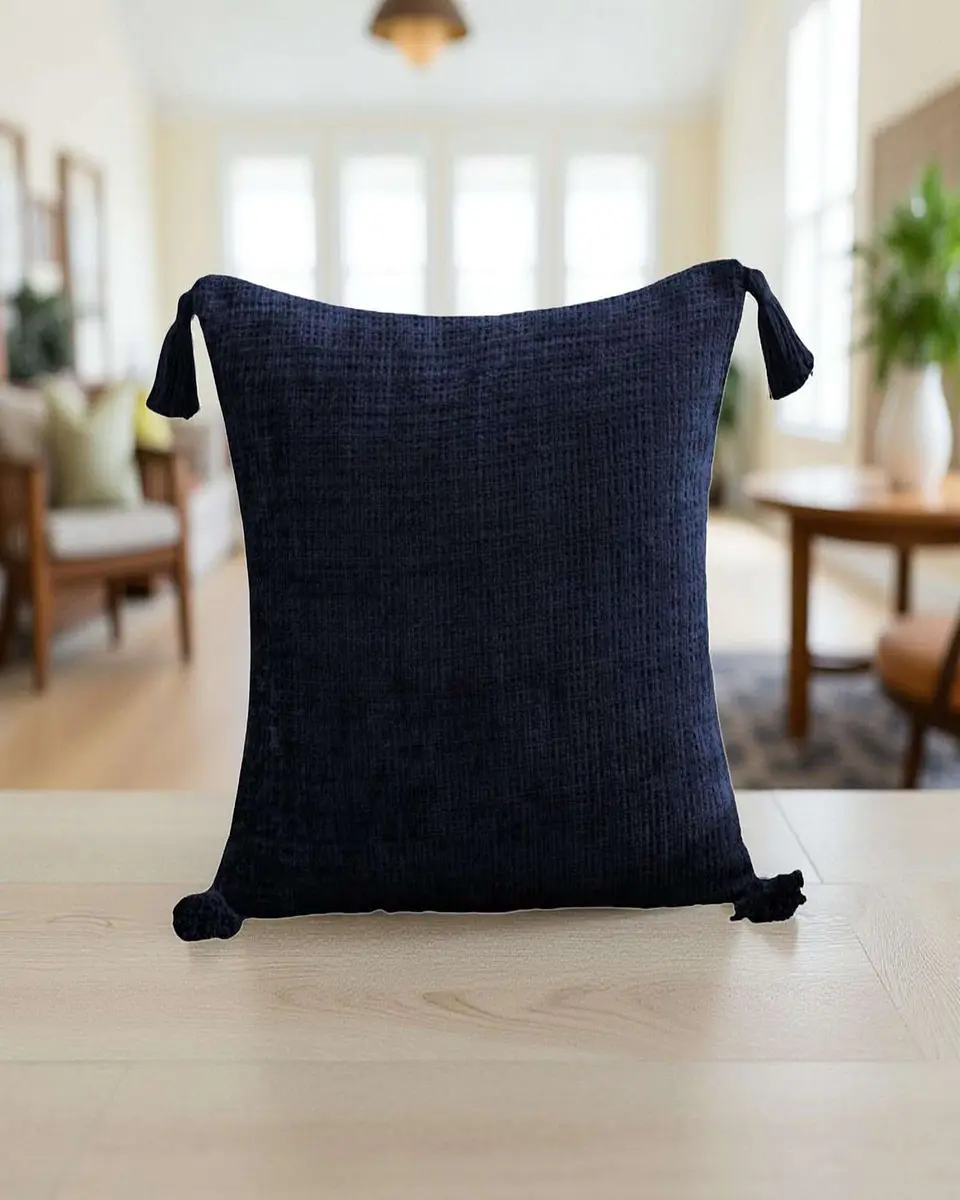 Pack de 2 Fundas de cojin cuadradas  chenille con borlas 3