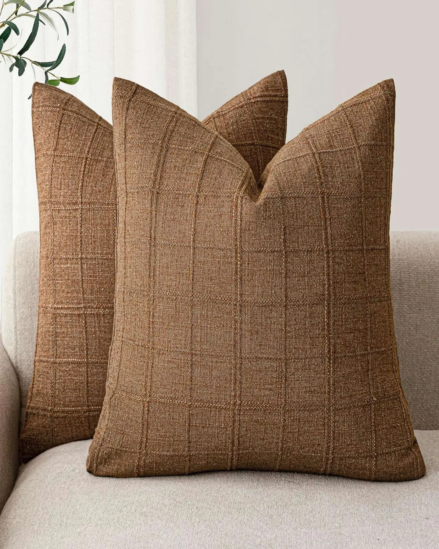 Pack de 2 Fundas de cojin Jacquard cuadrille 2