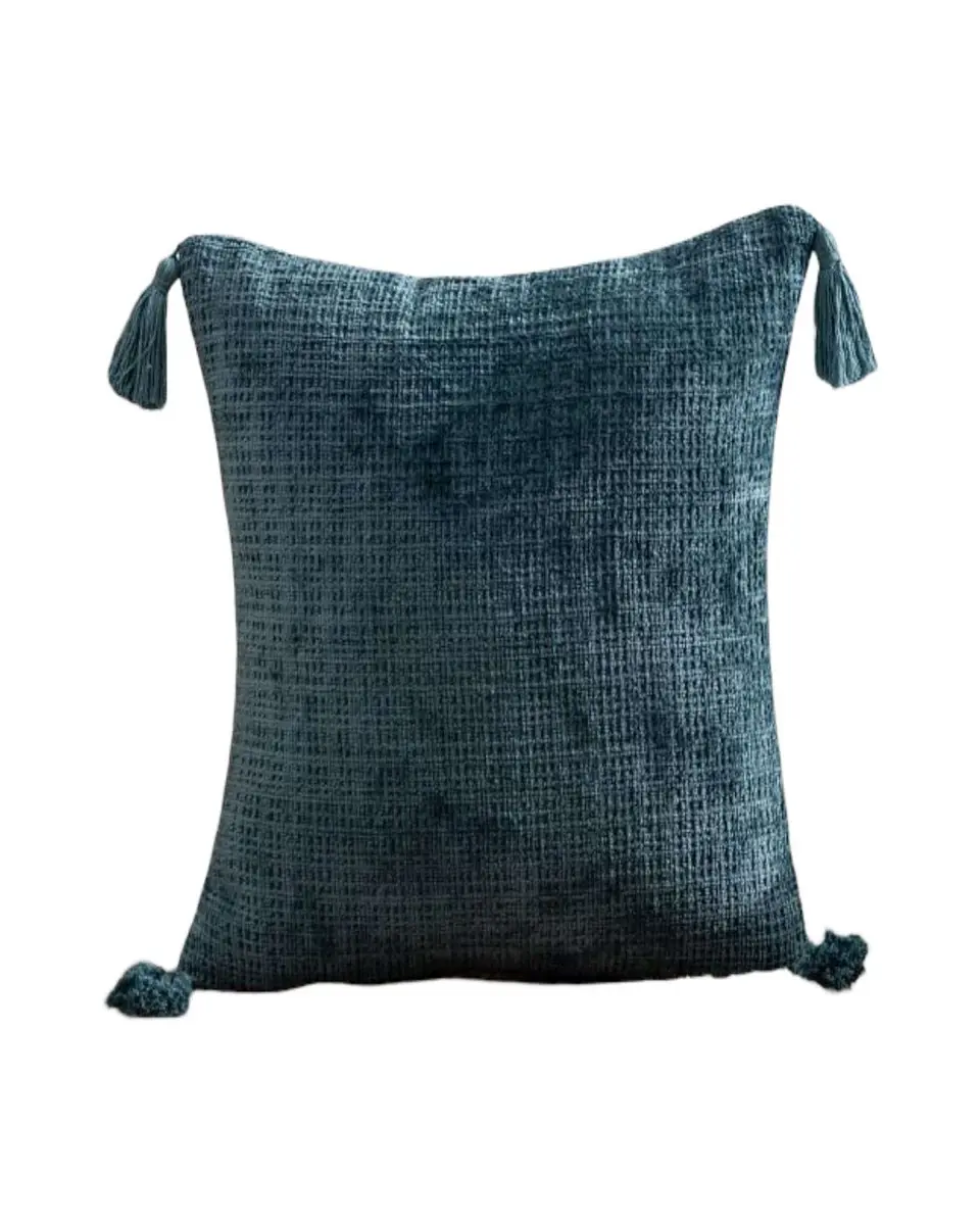 Pack de 4 Fundas de cojin cuadradas  chenille con borlas 1