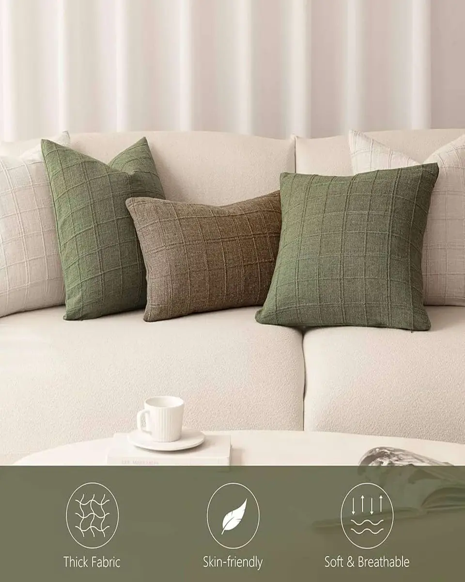 Pack de 4 Fundas de cojin Jacquard cuadrille 5
