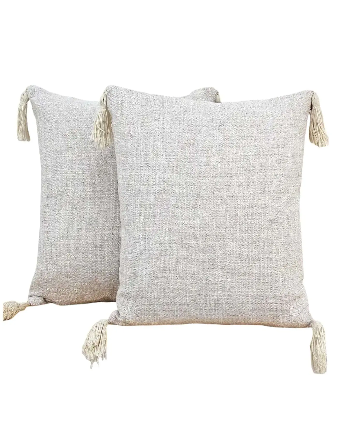 Pack de 2 Fundas de cojin cuadradas  chenille con borlas  con relleno 1