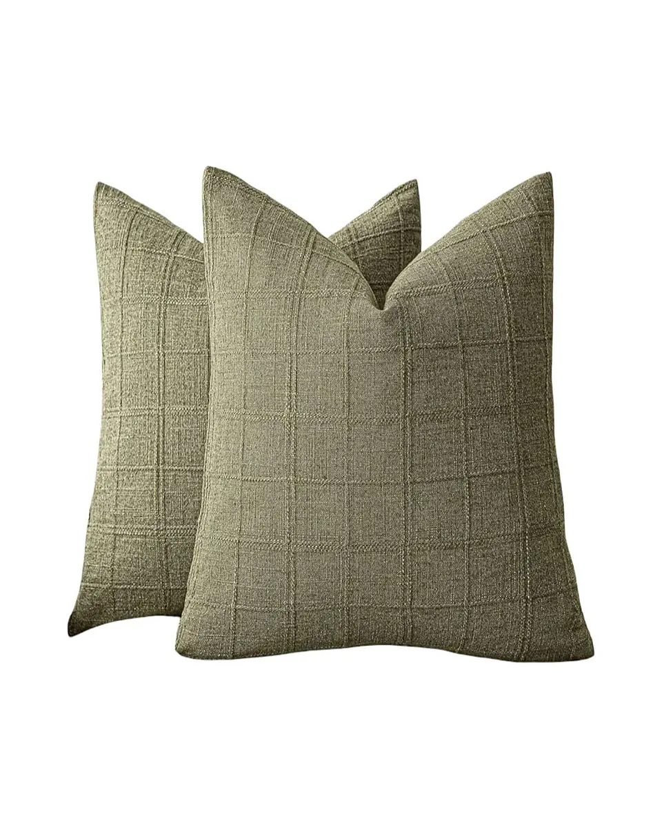 Pack de 2 Fundas de cojin Jacquard cuadrille  con relleno 1