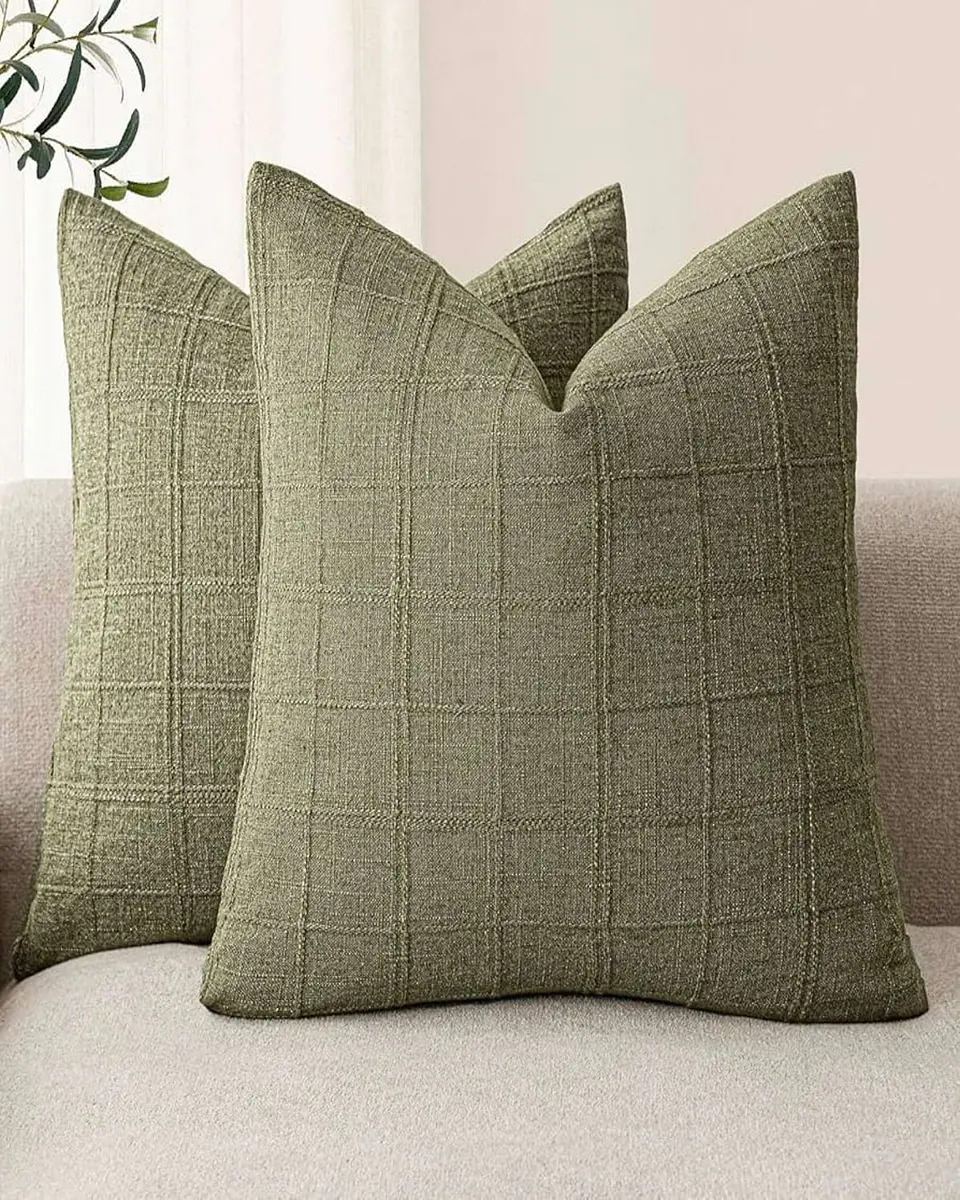 Pack de 2 Fundas de cojin Jacquard cuadrille  con relleno 2