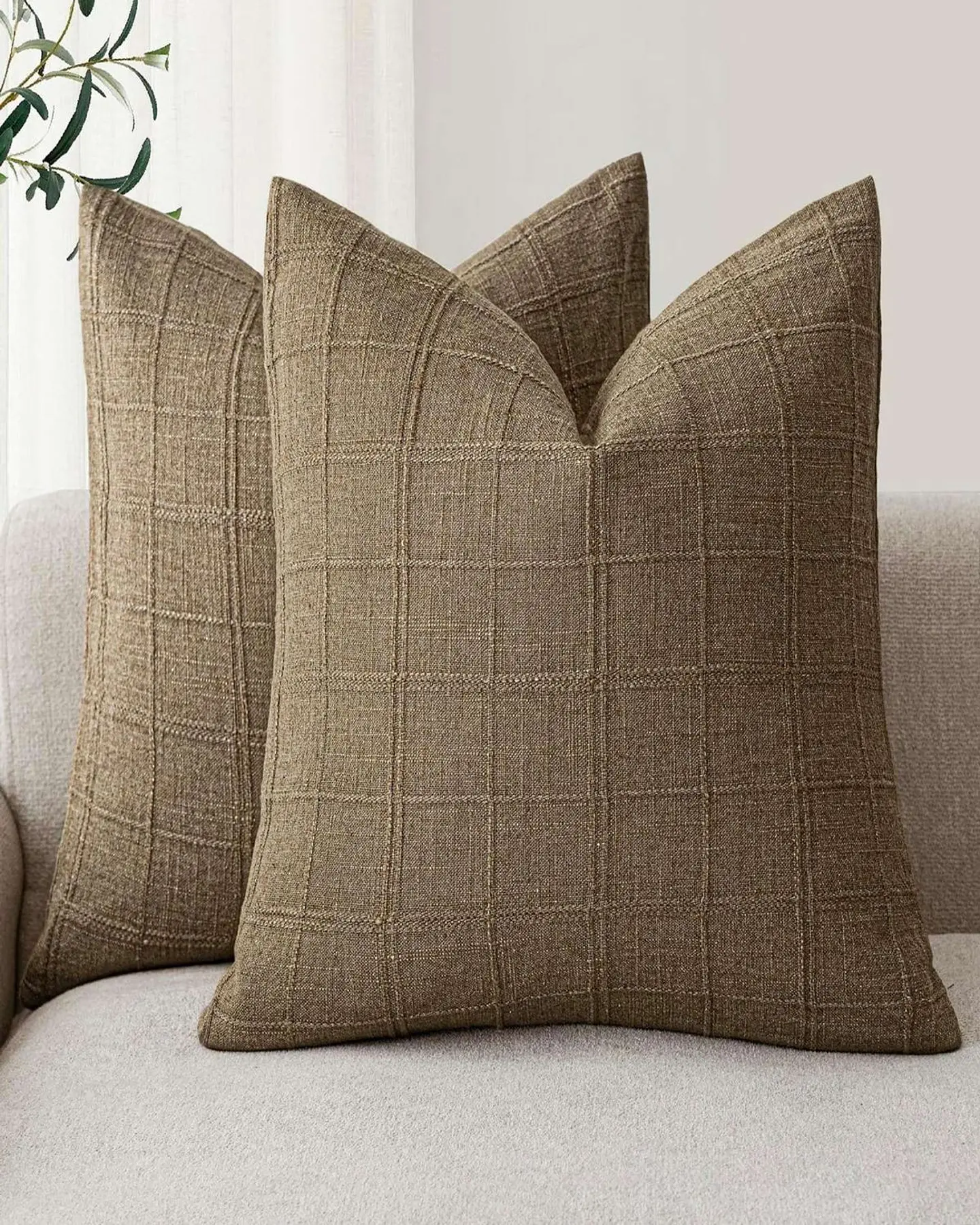 Pack de 2 Fundas de cojin Jacquard cuadrille  con relleno 2