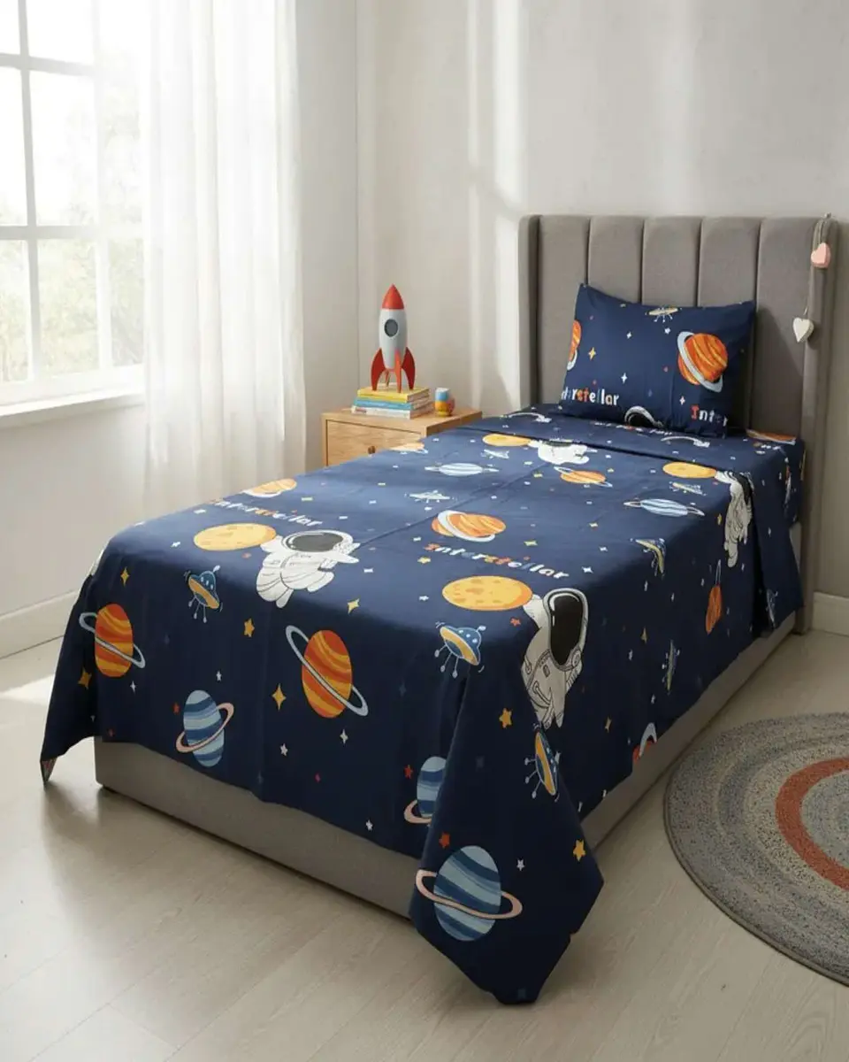Juego de sábanas plaza y media infantil niña niño Astronauta 5