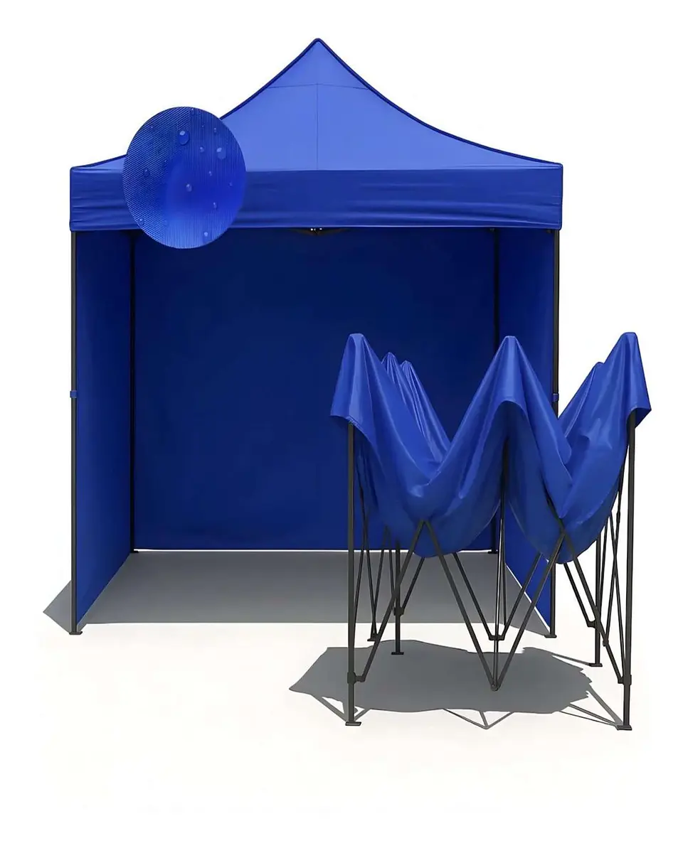 Toldo Plegable Más Laterales Azul Carpa Filtro Uv 1