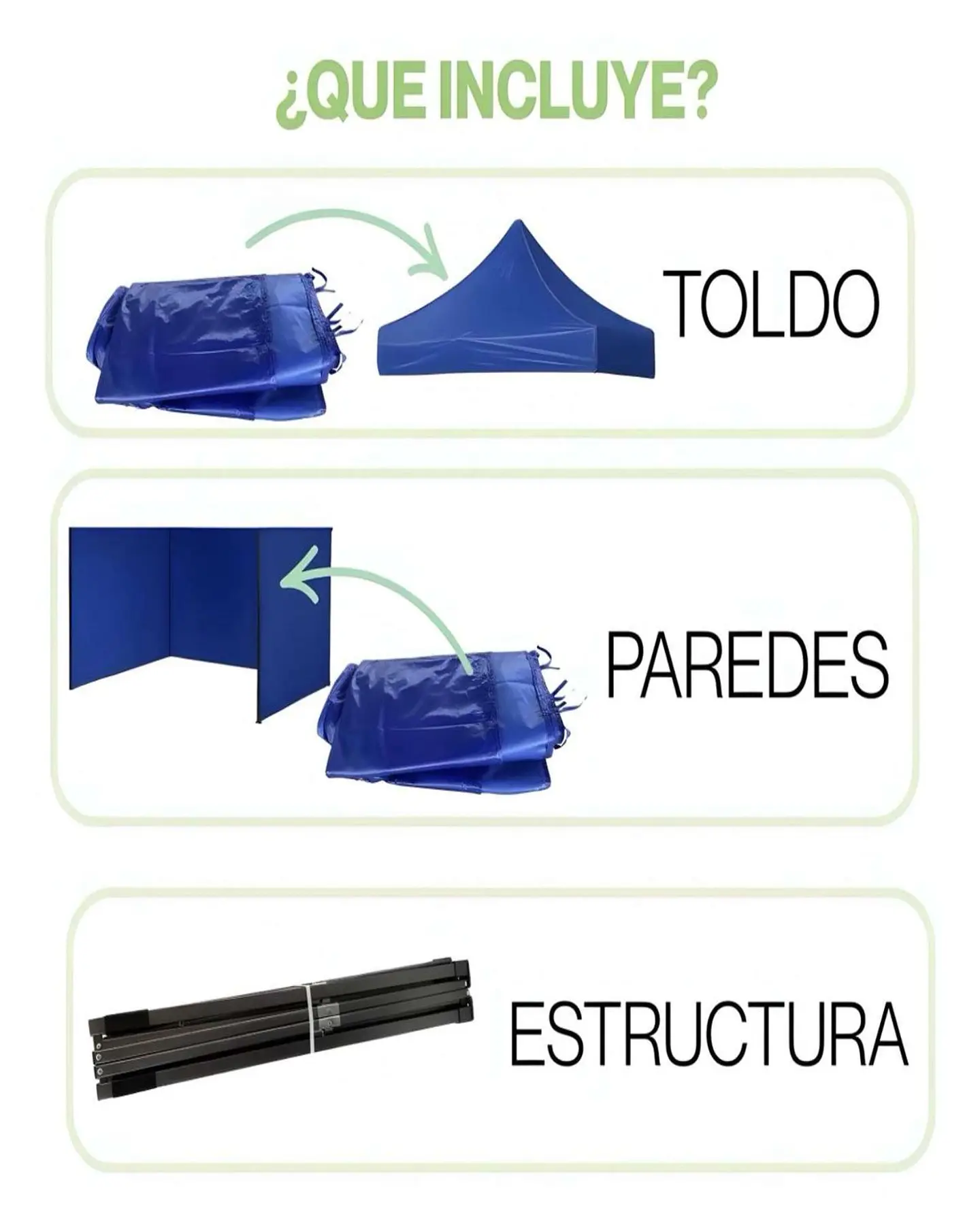 Toldo Plegable Más Laterales Azul Carpa Filtro Uv 3