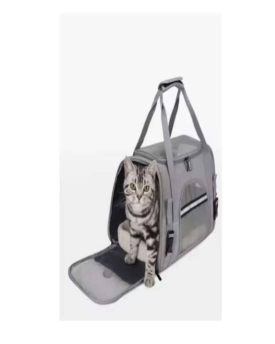 Bolso Transportador Respirable de Mascota Para Perro y Gato gris 2