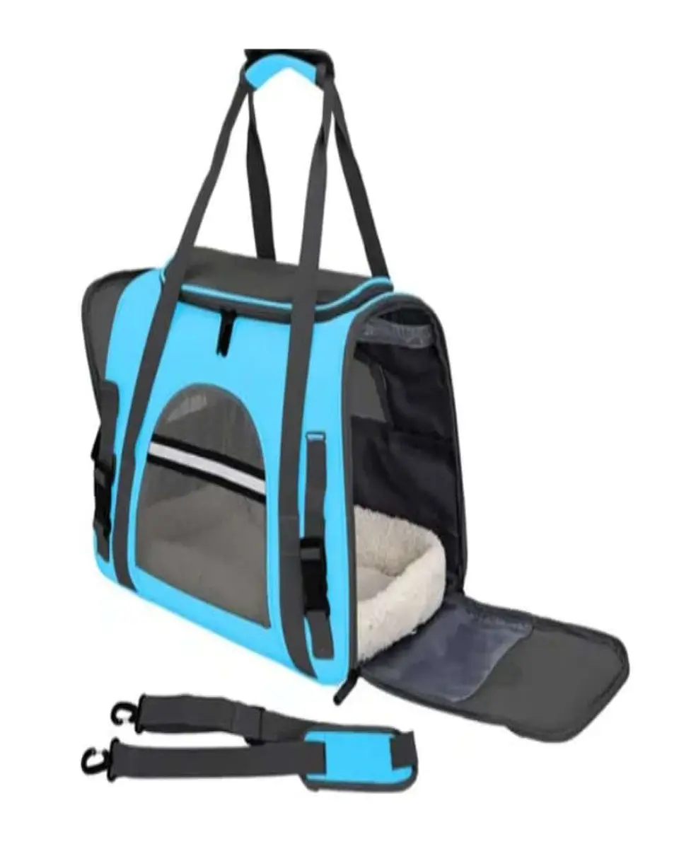 Bolso Transportador Respirable de Mascota Para Perro y Gato Azul 2