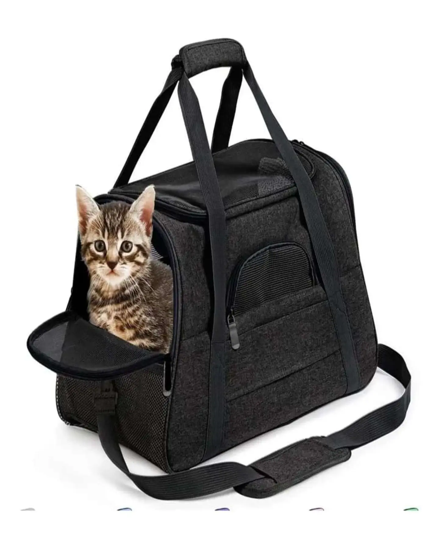 Bolso Transportador Respirable de Mascota Para Perro y Gato Negro 1