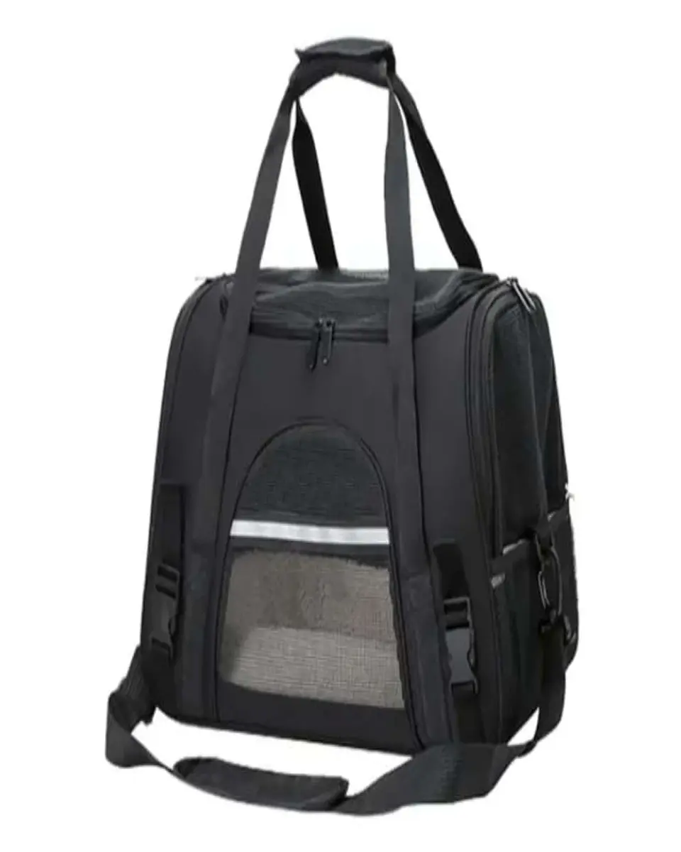 Bolso Transportador Respirable de Mascota Para Perro y Gato Negro 2
