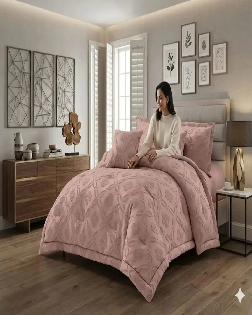 Cubrecama Quilt Nórdico Delgado Diseño Flores plaza y media 2