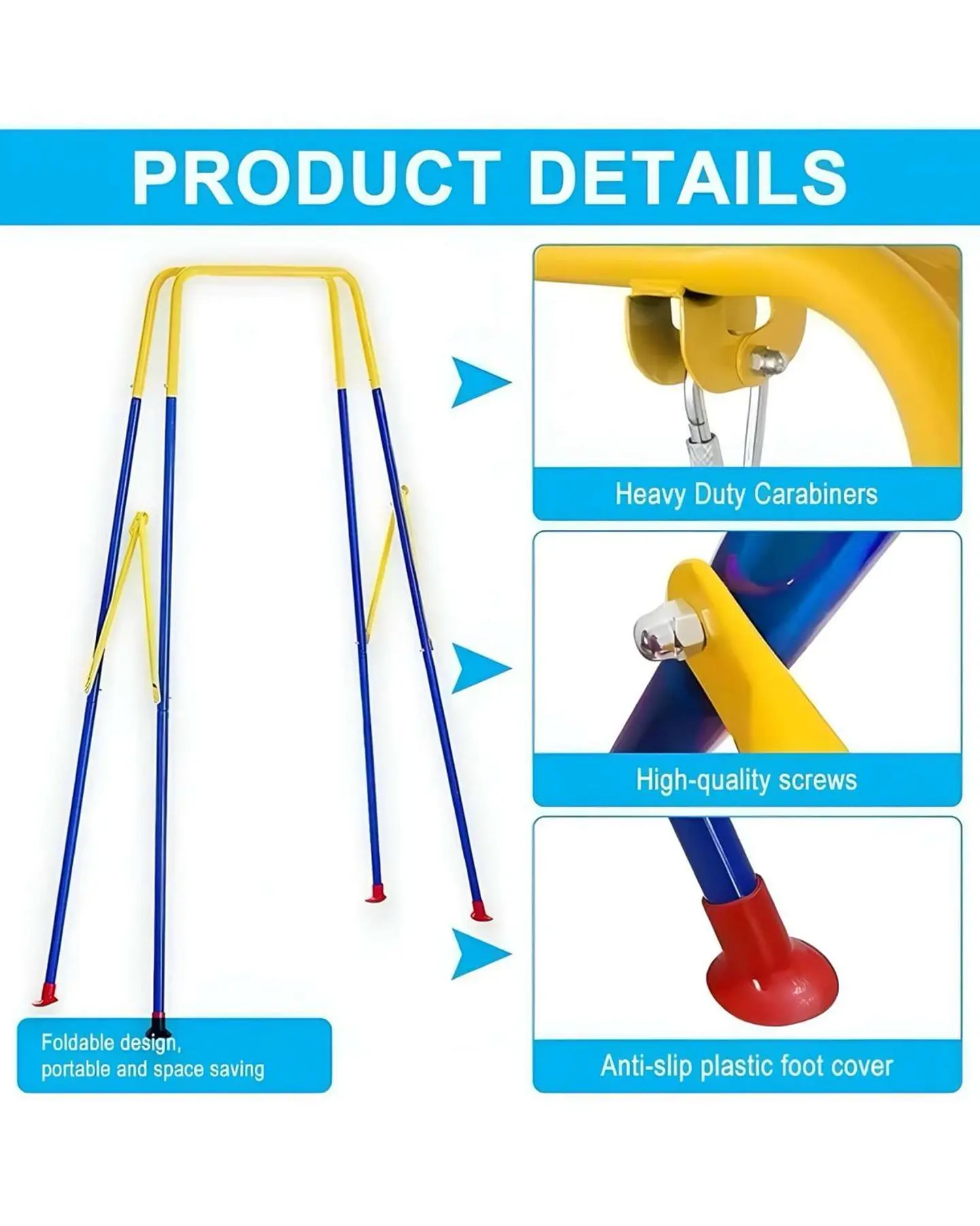 Juego de columpios 3 en 1 con soporte para niños 3
