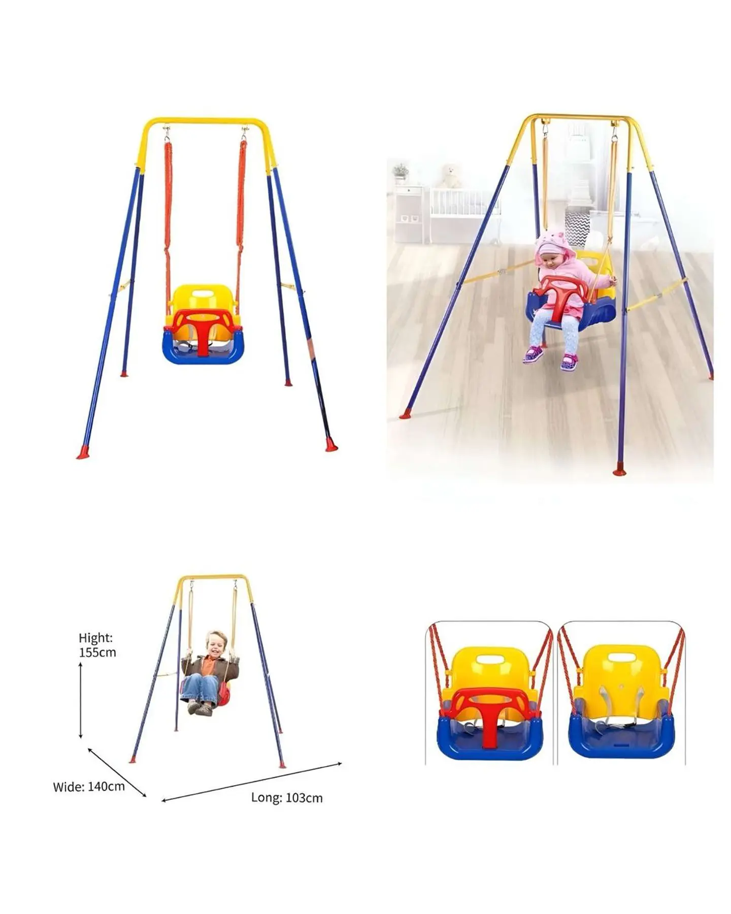 Juego de columpios 3 en 1 con soporte para niños 5