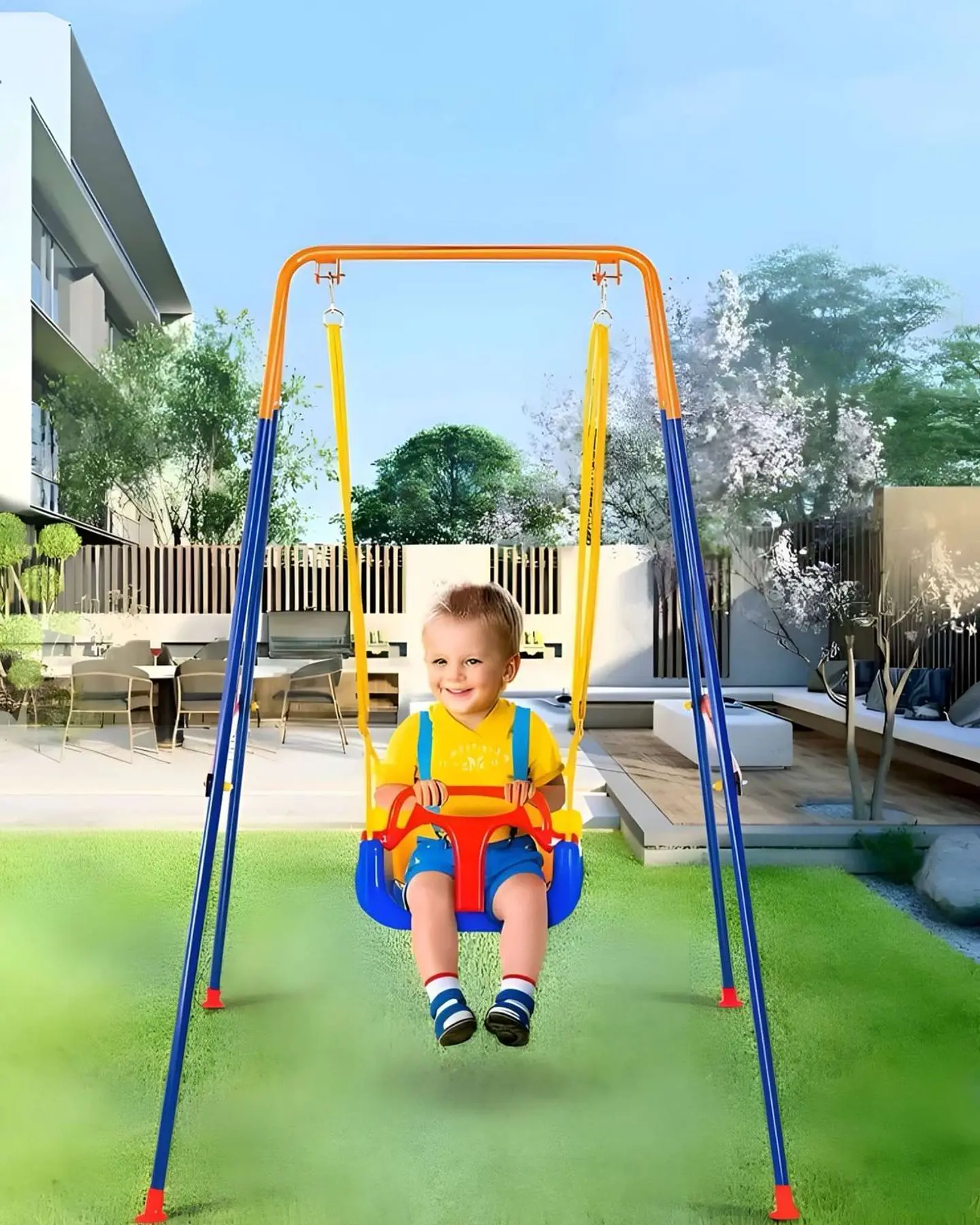 Juego de columpios 3 en 1 con soporte para niños 6