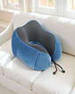 Cómoda Almohada De Cuello Viaje tela magnetica Azul - Miniatura 3