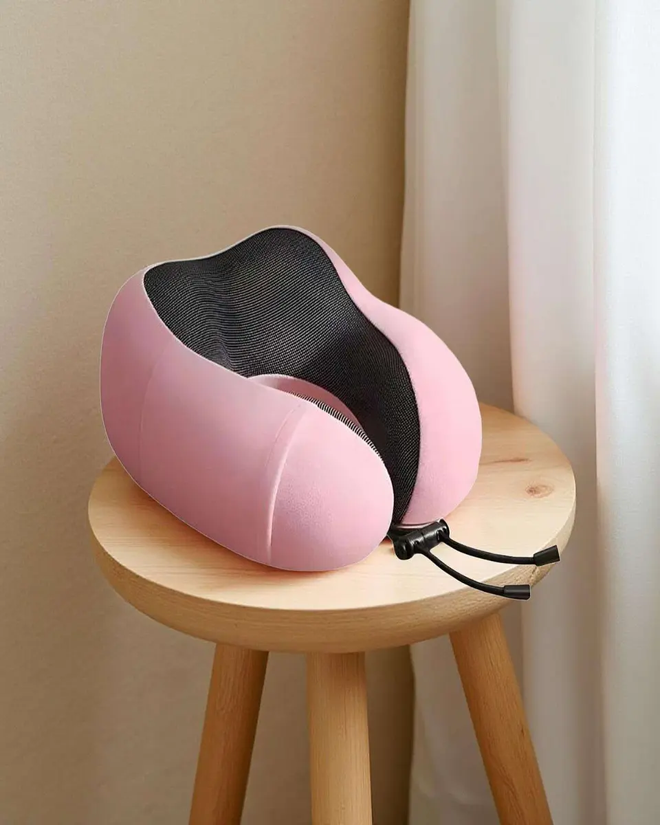 Cómoda Almohada De Cuello Viaje tela magnetica Rosa 3