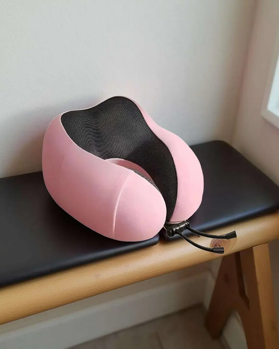 Cómoda Almohada De Cuello Viaje tela magnetica Rosa 4